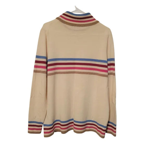 Lands' End Wool/Cashmere Retro Classic Preppy Turtleneck Sweater, Size L/XL - Picture 2 of 7